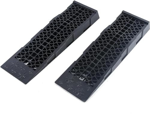 2tlg Pkw Auffahrrampe Kunststoff Autorampe Rampen Verladerampe Laderampe, TragfäHigkeit 3000kg，Schwarz 2 StüCk Set Auffahrrampen Plastik