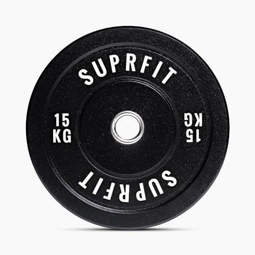Suprfit HITEMP Logo Bumper Plates (Einzeln) – 15 kg. Ideale Schock Absorption für weniger Lärm. Perfekt für Home Gyms.