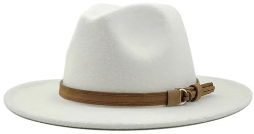 FULUJIDI Fedora Trilby Filzhut Hut Einfarbige Fedora-Hüte Mit Gürtel Elegante Frauen-Party-Kirchen Hut Männer Mit Breiter Krempe Jazz-Panama-Filz Kappe