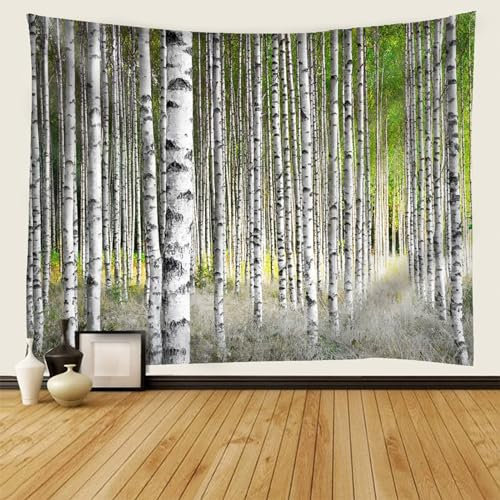 Musihy Wald Tapisserie Wandbehang, Wandteppich Wald Klein Silberpappel Wandteppich für Wohnzimmer, Zuhause, Zimmer, Wanddekoration | 150x130cm