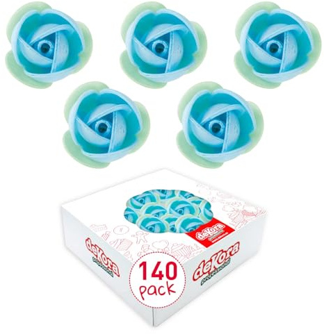 Dekora - Fleurs Comestibles Pour Décorer Les Gâteaux - Décoration Pour Gâteaux Et Pâtisseries - Fleurs En gaufrette Sans Saveur Couleur Bleue Ø 3,5 cm - Hosties Sans Gluten, Sans Lactose - 140 Unités