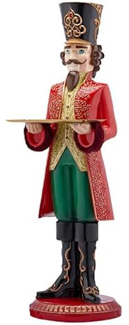 Magie di Natale Soldatino schiaccianoci con vassoio in resina decorazione natalizia, h 106 cm