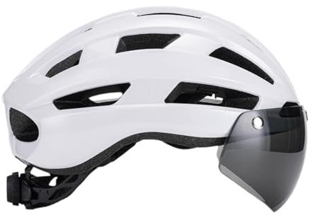 FLCPJGV Leichter Fahrradhelm mit Abnehmbarer Windschutzscheibe für Damen, Mountainbike, Rennrad, Weiß