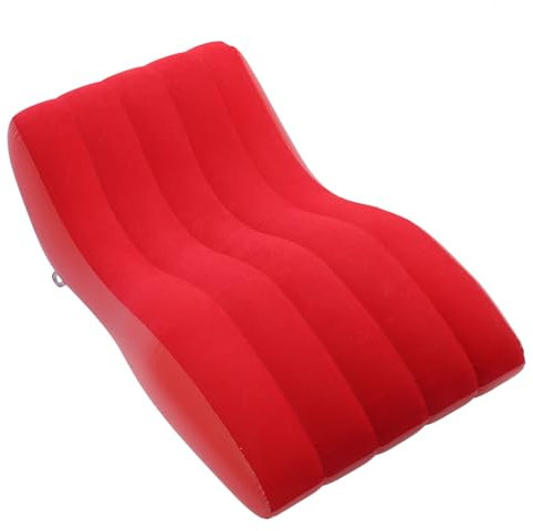 Riuulity Aufblasbares Lounge-Sofa, Weicher Samtstoff, Bequemes und Stützendes PVC-Bett Im S-förmigen Design für Zuhause, Picknicks, Wandern, Reisen, Einfach zu Tragen (Rot)