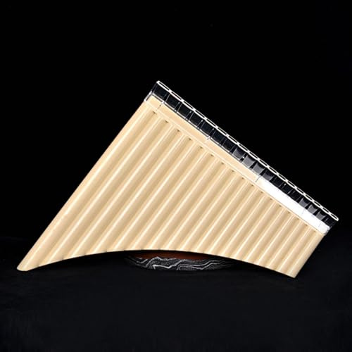 Pan Flute, Key of C with Blowing Mouth Pan Flute Instrument 18 Pipes Pan Pipe Instrument for Beginners or Music Enthusiasts (off white)