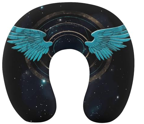 Oreiller de voyage en mousse à mémoire de forme en forme de U - Doux et confortable - Coussin de voyage pour le cou - Belles ailes - Accessoires de voyage pour avion, voiture, bureau