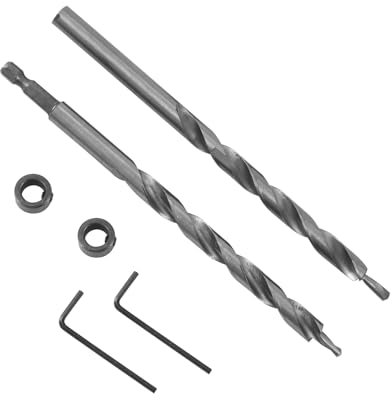 Losueeun 3/8 Pocket Hole Drill Bit with Depth Stop Collar 1/4 Hex Shank Spiral Step Drill Bit for Manual Pocket Hole Guide System