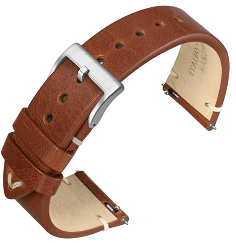 ANNEFIT Uhrenarmband 18mm 19mm 20mm 22mm 24mm für Herren Damen, Italienisches Vintage Lederarmband, Schnellverschluss Echtes Ersatzarmband