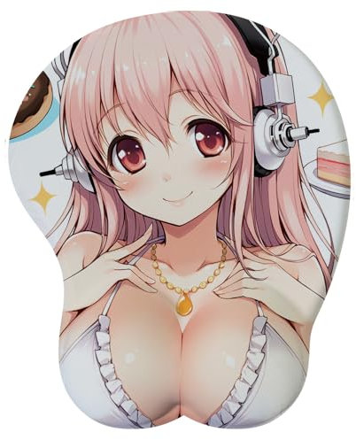 Anime Waifu Manga Esthétique Fille 3D Tapis de Souris, Repose-Poignet Doux, Tapis de Souris de Dessin animé, Ergonomique Tapis de Souris