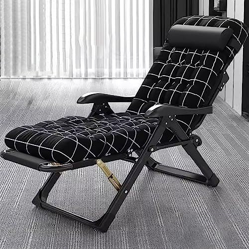 SZITW Schwarzer Zero Gravity Chair, zusammenklappbarer Liegesessel mit Abnehmbarer Polsterung und Kissen, stabil und komfortabel, trägt bis zu 300 kg