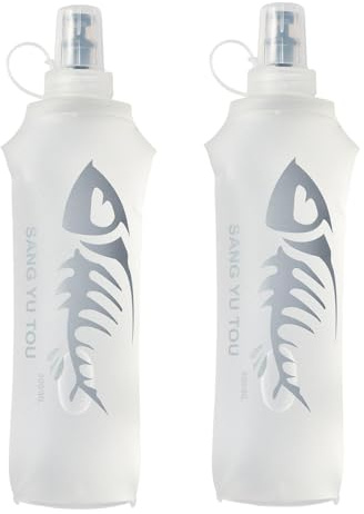 Gourde Souple Running 500ml, 2 Pièces Flasque Running, Bouteille d'eau Gourde Sport Pliable Poche Hydratation, Réservoir d'eau Flacon pour Sports de Plein Air Randonnée Cyclisme Camping Jogging