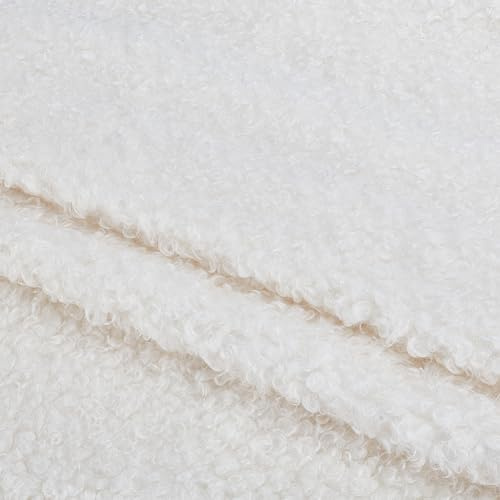 MAYJOYDIY 1.72m White Curly Sherpa Fleece Fabric 770mm Lambskin Thermal Lined Material Curly Fleece Faux Wool Fabrics for Costumes Pillows Rugs Apparel Decorations DIY Projects