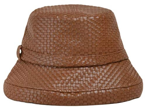 ZHGFXIN Damenhut, Vintage-Stil, PU-Leder, gewebt, einfarbig, Sonnenschutz, Winter, Herbst, Fischer, BN, Einheitsgröße