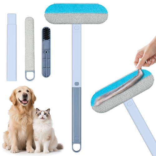 MELLIEX Spazzola Togli Peli Animali per Gatti e Cani Rimuovi Set 4 in 1 Multifunzione Leva Peli Animali con Prolunga per Auto Divani Tappeti e Tiragraffi