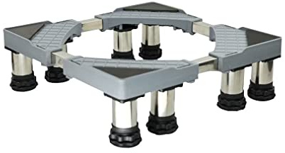 Base regolabile per frigorifero, asciugatrice e congelatore, lunghezza 43-65 cm, altezza 14/19/24/29 cm, tappetino antivibrazione, supporto per lavastoviglie ed elettrodomestici.