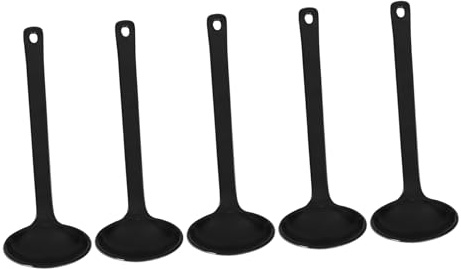 SMASOLO Cucharas De Sopa Largas Para Ramen y Mezclar, Juego De 5 Piezas, Material Seguro y Saludable, Color Negro, Aptas Para Sopa, Fideos De Arroz y Hot Pot