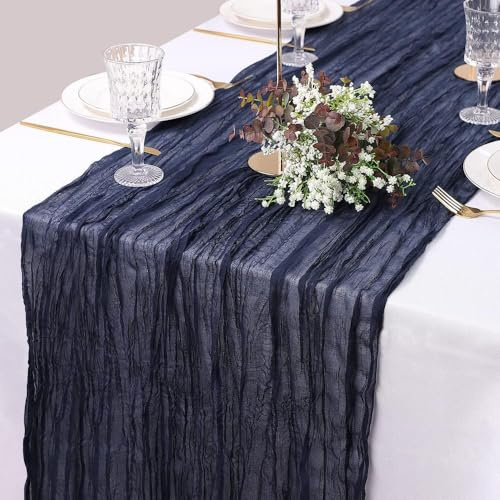 Boho Bali Fleece Tablecloth Wedding Party Pleated Table Flag Cheese Table Flag Decoration Fabric Multiple Sizes and Colours Soft and Breathable Easy Care (Navy Blue (90 x 180 cm)