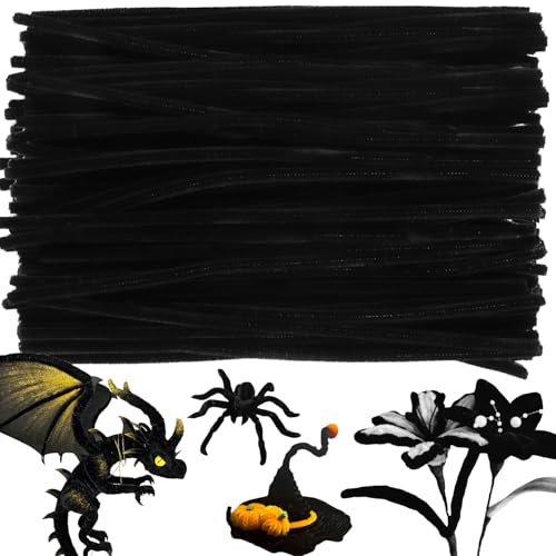 Niuny Pfeifenputzer zum Basteln 200 Stk Pfeifenreiniger Blumen Pipe Cleaners for Crafting 30cm Pfeifenreiniger Schwarz Chenilledraht Pfeiffenreiniger für Bastelarbeiten und Dekoration Heimwerken
