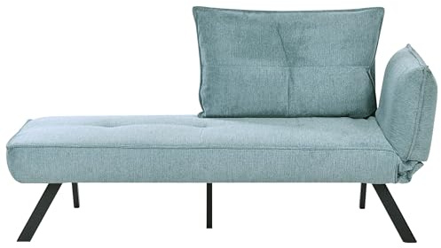 Beliani Chaiselongue Stoff hellblau rechts Schlaffunktion wasserabweisend Rocamadour