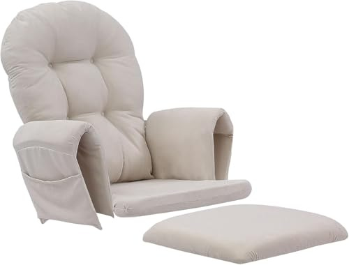 Samt Ersatzkissen Set für Schaukelstühle Traditioneller Stil 5-teilig mit Aufbewahrungstasche Waschbar für Indoor Erwachsene Größe Schaukelfunktion Schaukelstuhl Kissen