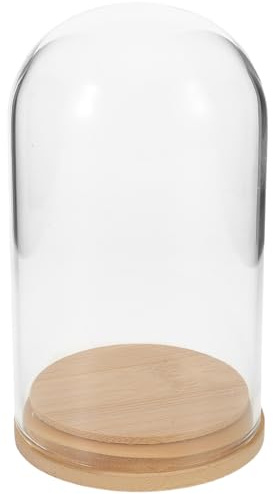 Mipcase Cloche en Verre Micro-Terrarium 70×120 MM avec Base en Bambou Scellée Pot de Fleurs Transparent pour Propagation de Plantes Protection Anti-Poussière pour Décoration Maison et