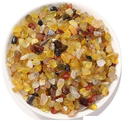 AMZBNEIDI Guijarros Piedras Grava para peceras Decoraciones, Grava de ágata Amarilla de 3-12 mm, 1000 g, Paquete de 4 for decoración de acuarios y Relleno de jarrones(3-5mm1000g)