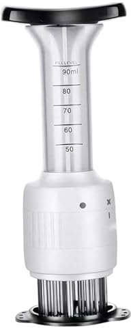 Nuiorfty Inyector de Adobo 2 en 1 Inyector de Carne para Fumar con Agujas de Acero Inoxidable Herramienta ablandadora de Carne para de Res Cordero Pollo Pavo Pescado