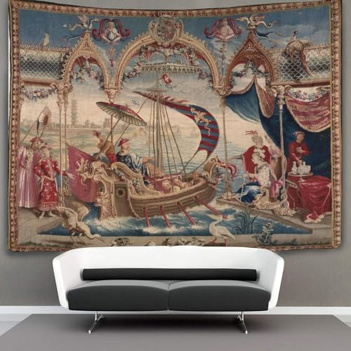 kaiyun Mittelalterlicher Stil Dekorationen Tapisserie Wandbehang 3D-Druck Wanddecke Wandteppich Poster Für Wohnzimmer Schlafzimmer Wohnheim Dekor 180cmx230cm