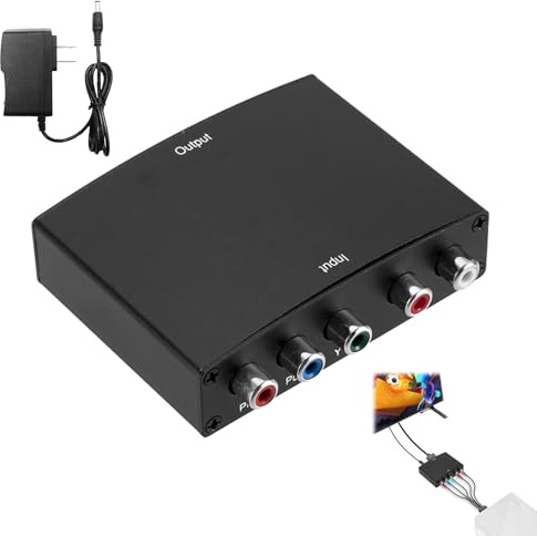 Mlifleue Component to HDMI Converter, AV to HDMI Converter, HDMI-Compatible to YPbPr Converters, Compatible with Wii, PS2, PS3, DVD, Xbox 360, HDTV, Monitor, Projector