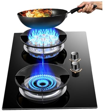 Portable 2 Burner Gas Stove,5.2KW 9-cavity High-Power Cooktop,Removable Burner Head Easy Cleaning,with Flame Failure Protection,Tabletop/Built-in Dual-Use(LPG)