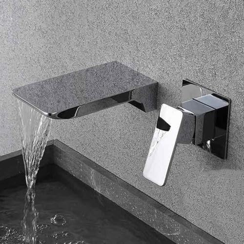 BiaoTeng Waschtischarmatur Wasserfall Chrom Unterputz Armatur Waschbecken Set Warm und Kalt Messing Einhebel Mischbatterie Bad Wasserfall