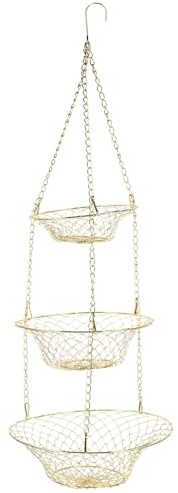 LAPYAPPE Fruit Basket with Adequate Ventilation Made of Sturdy Electroplated Iron Wire Hanging 3-Tier Fruit and Vegetable Storage for Kitchen and Living Room