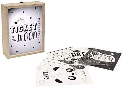 AC-Déco Lampe Boite Lumineuse 5 Posters - 23 x 18 x 7 cm - Bois - Noir