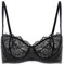DOBREVA Donna Reggiseno Pizzo Balconcino Senza Imbottitura Push up con Ferretto Nero 3F