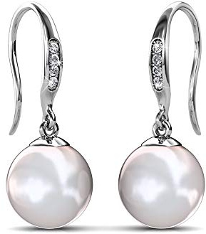 Nagel Jewellery Ohrhänger Glamour Pearl, 925 Sterling Silber, Vergoldet mit 18K Weißgold, Mit Perle und 5 im Brillantschliff gearbeitete Zirkonia