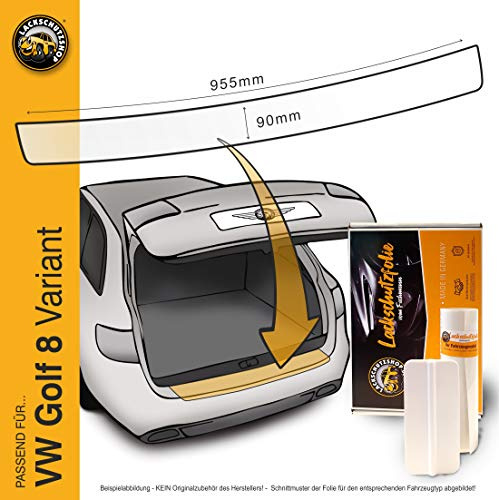 Lackschutzshop - Passform Lackschutzfolie passend für VW Golf 8 / VIII Variant (Kombi) (Typ CD ab BJ 2020, alle Modelle) Ladekantenschutz – transparent 150µm