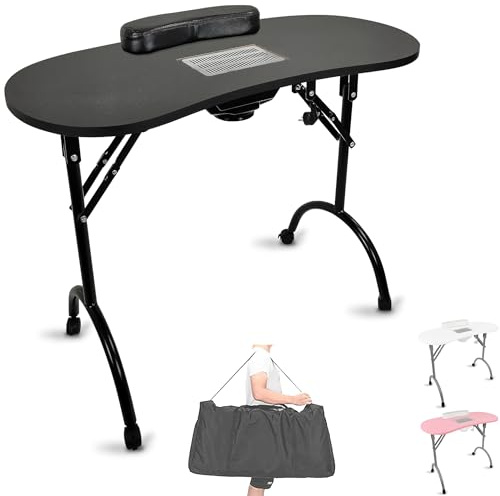 Beltom® Maniküretisch mit Absaugung Nageltisch Tragbaresmanikürtisch Mobilesmanikürtisch - 12 KG - 98 x 44 x 77 cm - Schwarz