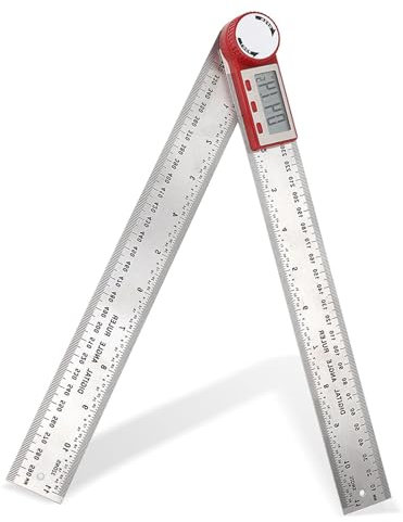 360°Rotierender Winkelmesser Digital, Digitaler Winkelmesser, 0-300mm elektronisches Messlineal 360-Grad-Winkellängen-Messwerkzeug für die Winkellänge, Holzarbeiten Heimarbeit Handwerker