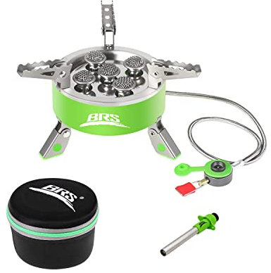 ONTOMYO Power Outdoor Portable Camping Stove Picnic Gas Stove Butane Gas Furnace Split Wilderness Self-driving Windproof Stove With a Storage Bag and Igniters(BRS-75)