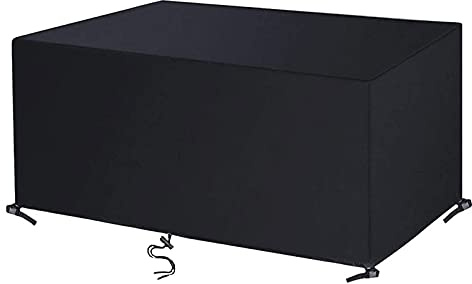 DKHLYB Housse Salon de Jardin 420D Oxford Tissu Housse de Protection pour Mobilier Housse de Table de Jardin Imperméable Bâche de Protection avec Corde et Boucle Verrouillage Noir 160x100x75cm