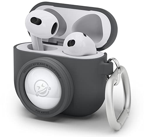 elago Cover Snapshot per AirPods 3 e AirTag | Design Classico Fotocamera, Portachiavi Incluso [AirTag Non Incluso] (Grigio Scuro)