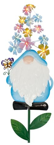 Gardenwize Solar Powered Decorative Stake Light – Blue Gnome Design, Bright LED Outdoor Garden Pathway & Walkway Lighting, Energy Efficient with No Running Costs