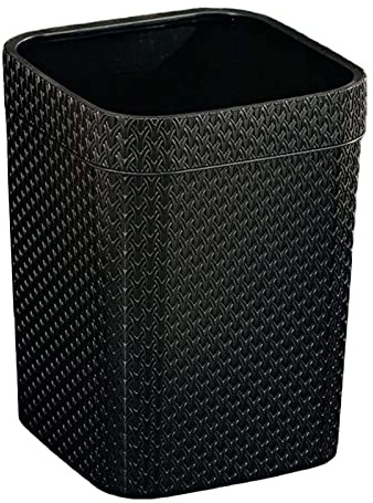 MagiDeal Garbage Bin Rattan Woven Narrow Square Plastic Waste Bin Wastebasket Dustbin for Hotel Home Backyard Kitchen Patio, Black