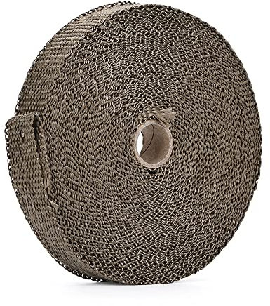 Hitzeschutzband 25 MM 15 M Titan Auspuffkrümmer Wärmeband Mit Verschlussbändern Wärmeschutz Rollschild Autozubehör Auspuff Hitzeschutzband