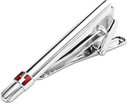 Stfery Krawattennadel Tracht, Krawattenklammer Damen Edelstahl Rechteck Silberrot Tie Clip 5.9CM Schmuck Geschenke
