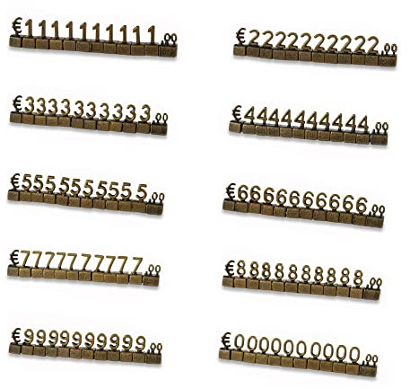 Mini Preisschildwürfel, 10 Sets Preisauszeichnungswürfel, 3D-Metall-Preiswürfel für Schmuck, Uhren, Ringe – Bronze/EUR