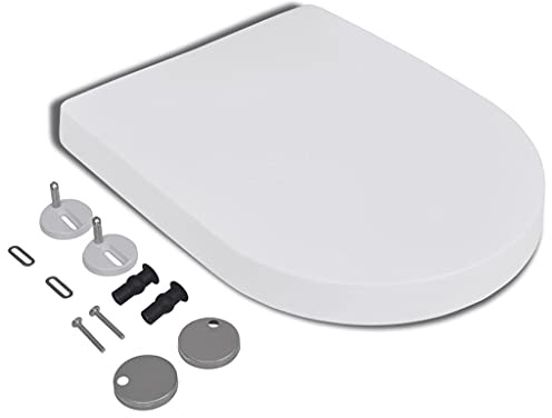 WIFESE Abattant WC à fermeture en Douceur Libération Rapide Blanc Carré Siège de Toilette 45x35 cm Cuvette Toilette Durable Lunette de Toilette Planche WC pour Maison Restaurant Magasin Hôtel