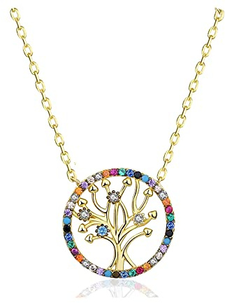 VICKWOOD Árbol de la Vida Collar Árbol de la Vida Pulsera Señoras Collar con Colgante Árbol de la Vida en Plata de Ley 925 en Oro o Plata Regalo para Mujeres