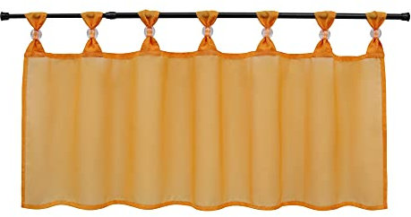 HeichkelL Scheibengardine mit Schlaufen Transparente Stores Gardine Küchengardinen Einfarbig Orange HxB 60x120 cm