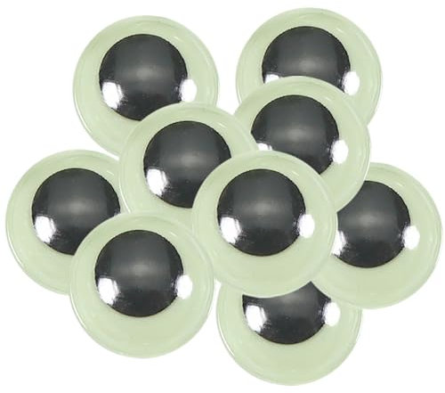 TOAOB 100 Stück Fluoreszierende Wackelaugen Selbstklebend Runde Schwarz 20 mm Kunststoff Augen für Scrapbooking Kunsthandwerk Zubehör